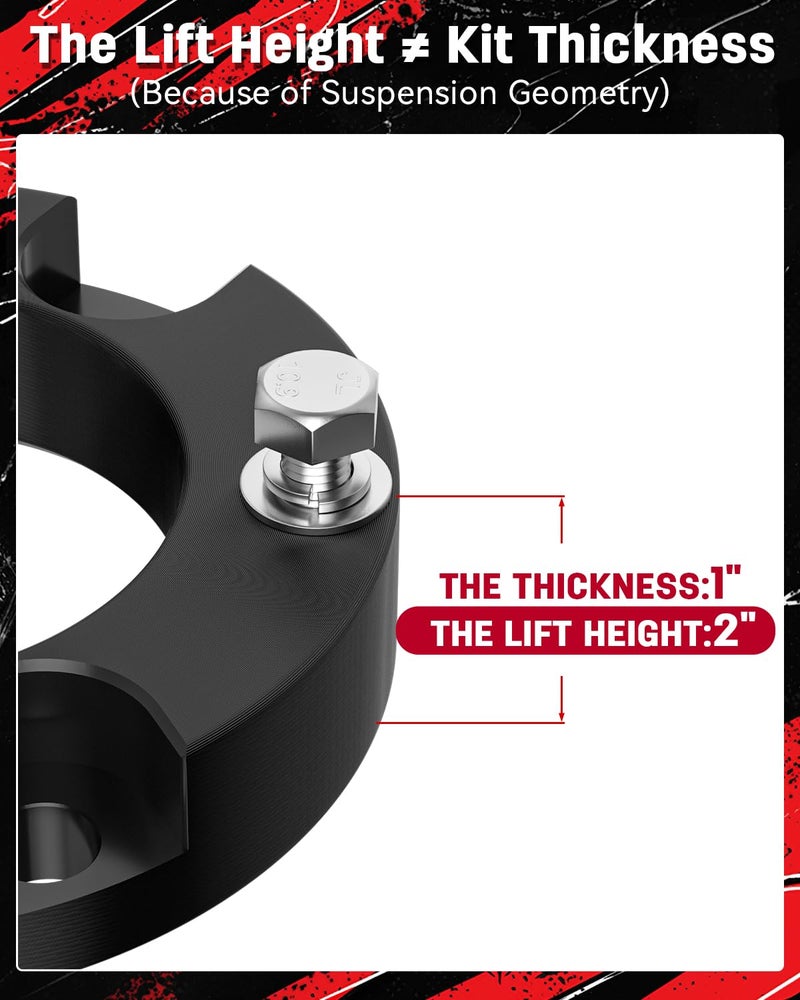 Richeer 2 inch Leveling Kit Compatible with 2005-2023 Tacoma 2WD/4WD, Leveling Lift Kit Fit for 2003-2024 4Runner 2WD/4WD Front Strut Spacers Raise the Front of your Pickup by 2" - Image 4